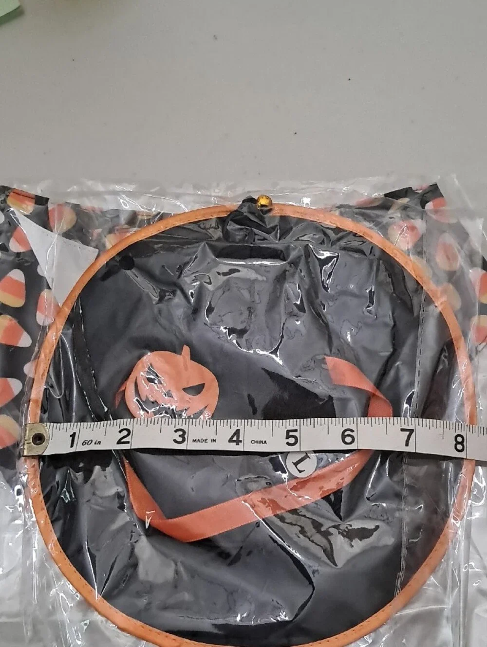 Candy Corn Print Dog Bandana - Black & Orange With Witches Hat